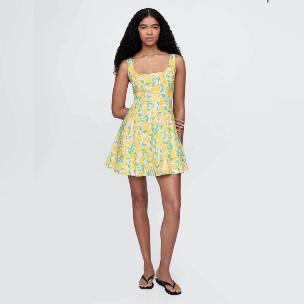 Gap Women’s Linen-Blend Lemon Print Mini Dress XSP
